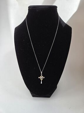 Sterling Silver And Vermeil Two-Tone Heart Cross Pendant Necklace